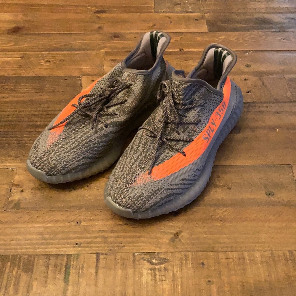 Adidas Yeezy 350 Boost Gray and Orange Sneakers!